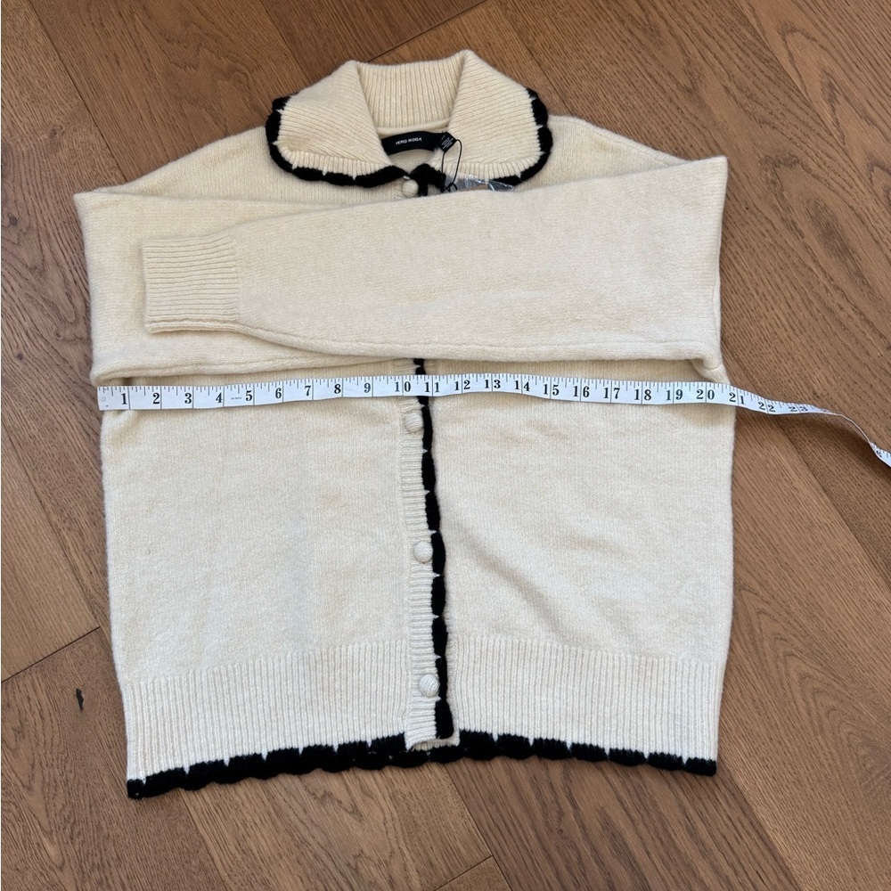 Vero Moda LouLou Cardigan With Contrast Detail - Cream & Black - Size S - NWT - Picture 12 of 12